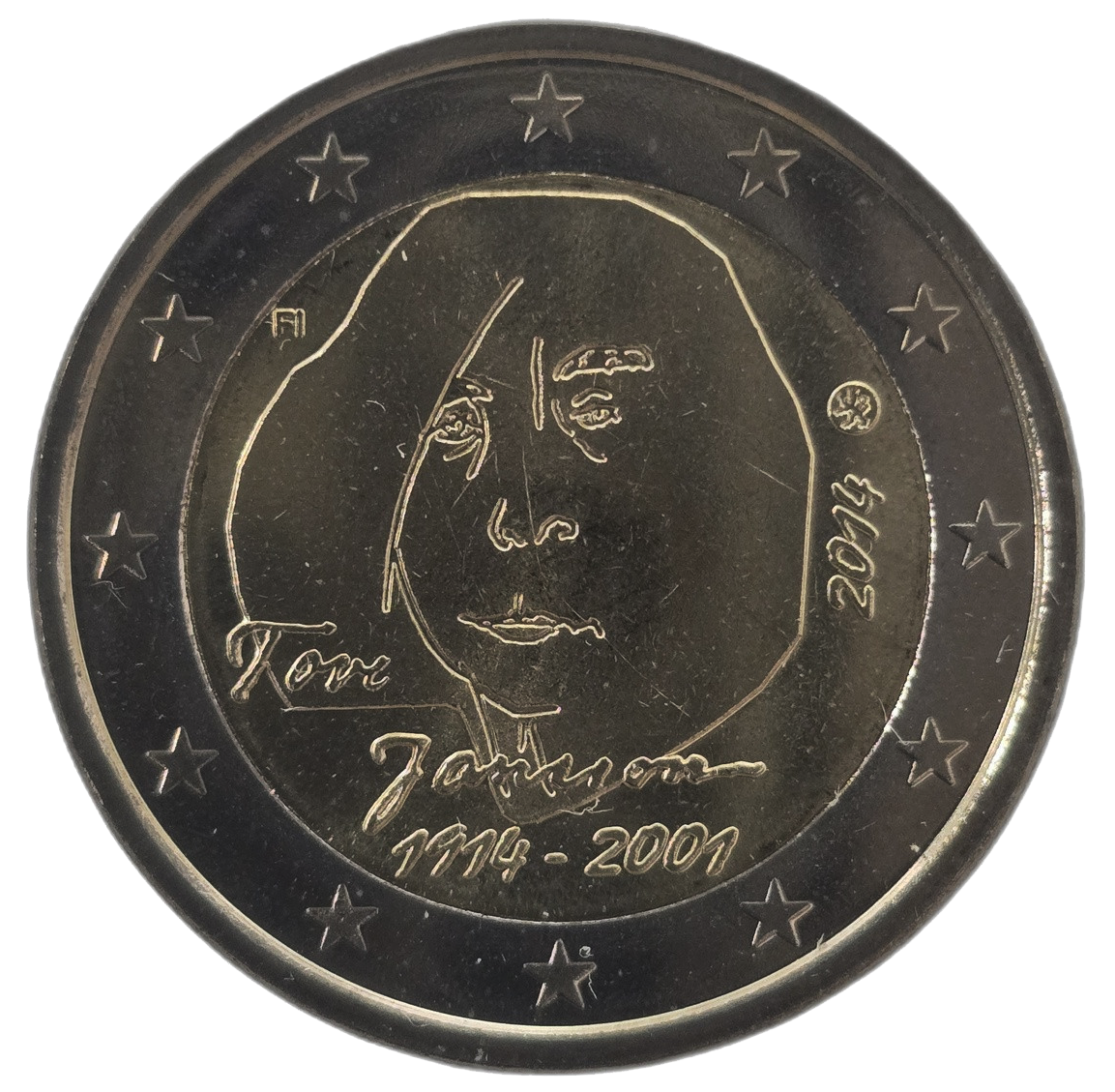 2 euros conmemorativa Centenario del nacimiento de Tove Jansson